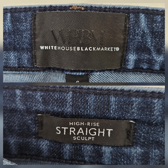 White House Black Market High-Rise Sculpt Straight Jean with Faux Leather Trim - Picture 14 of 16